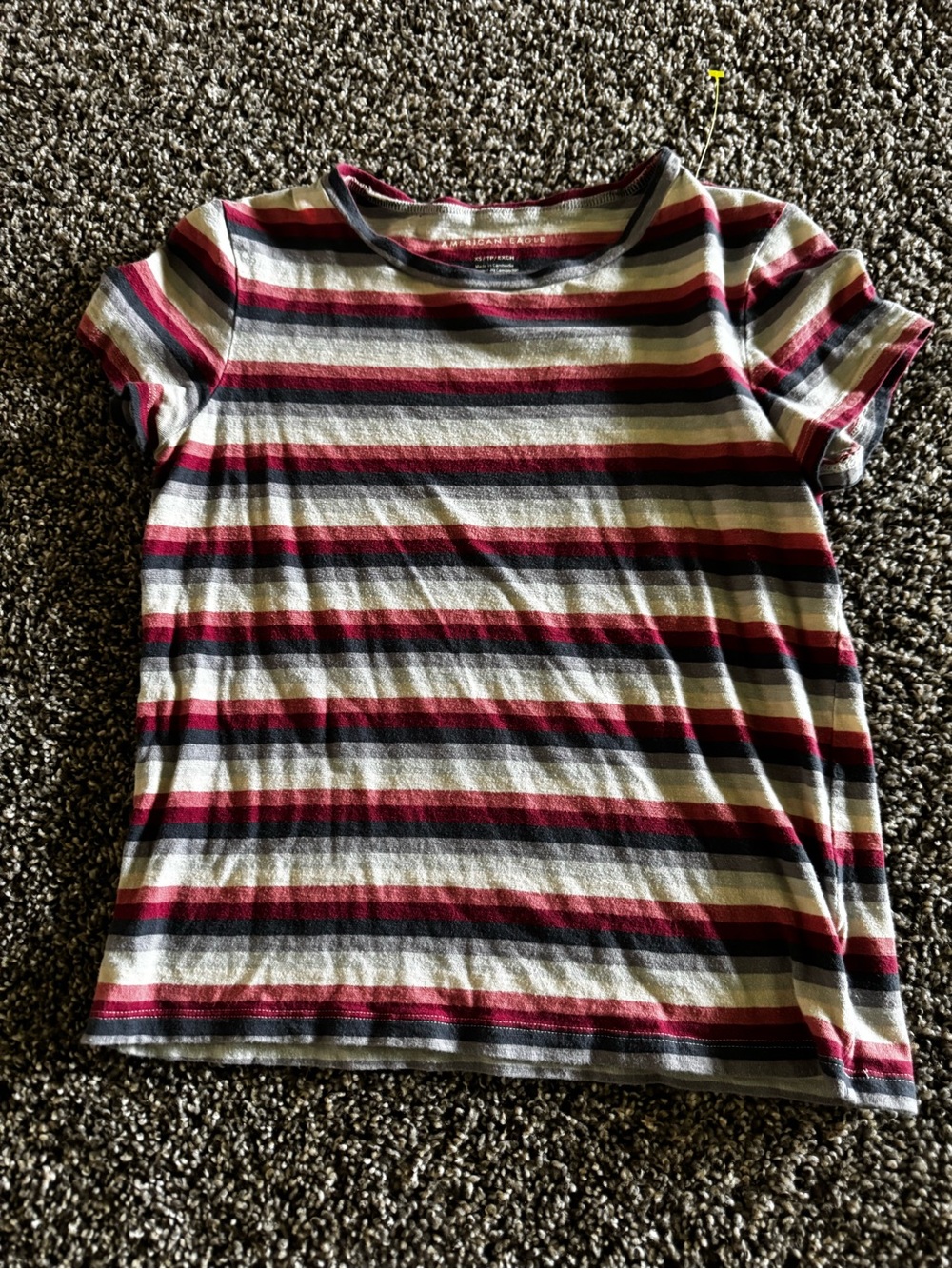 American Eagle Outfitters womens Short Sleeve Striped Tee - Red, Black & Cream